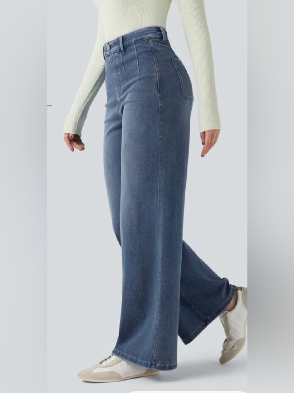 MEDIUM. HALARA TUMMY SUPPORT TAILORED STRETCH WIDE LEG JEANS